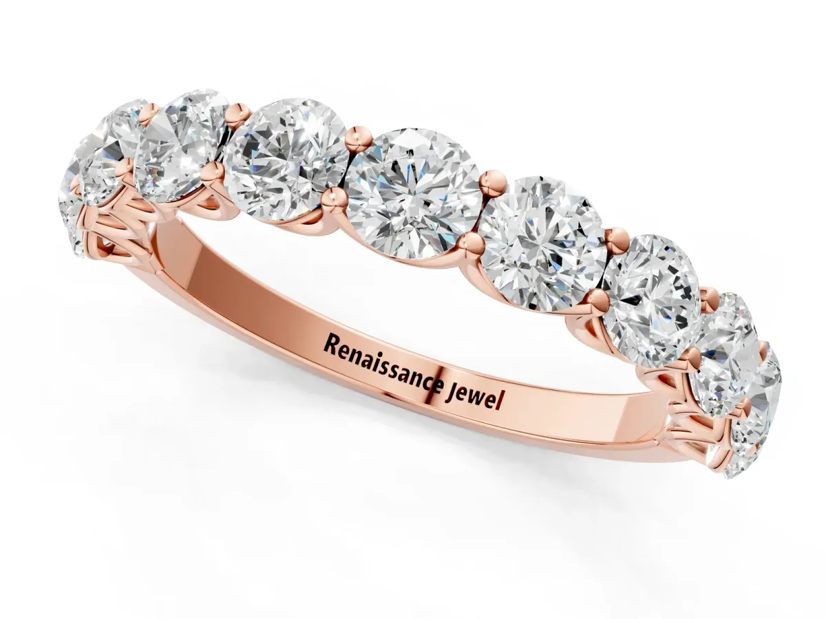 Round Diamond Shared Prong Eternity Band Rose gold