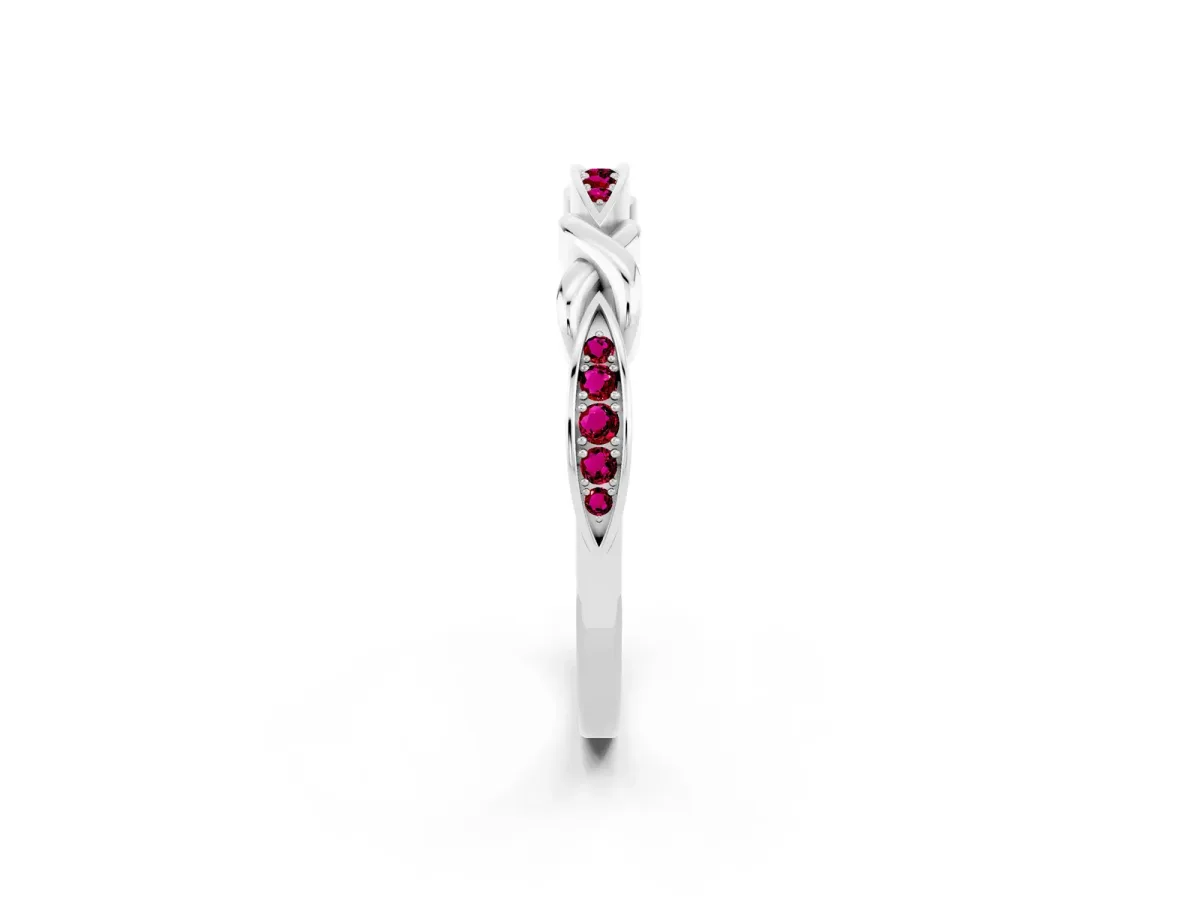 Twisted Marquise Garnet Pavé Band with Shared Prong Setting White gold