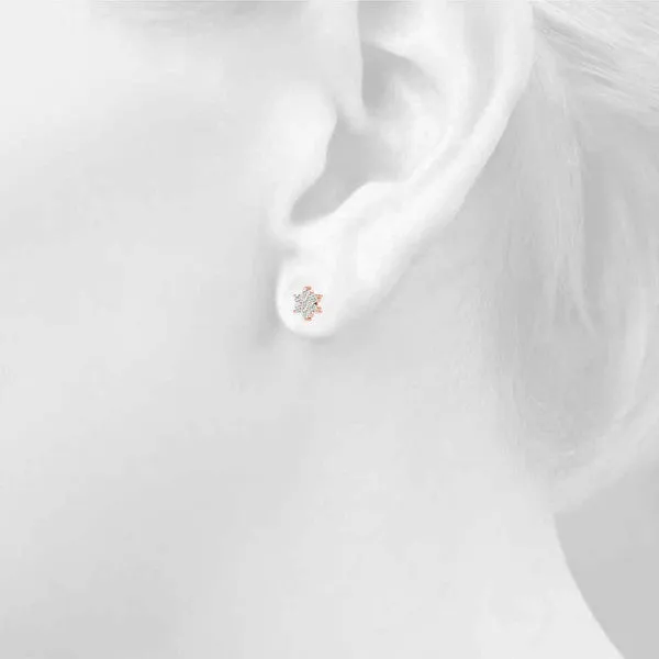 Cluster Round Diamond Stud Earrings Rose gold