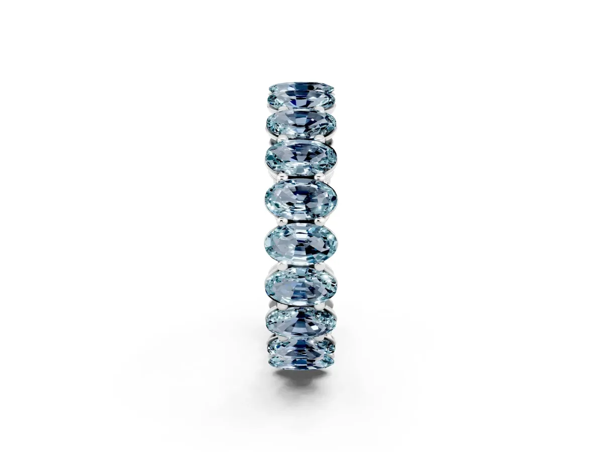 Oval Cut Aquamarine Eternity Band with Shared Prong Setting Silver