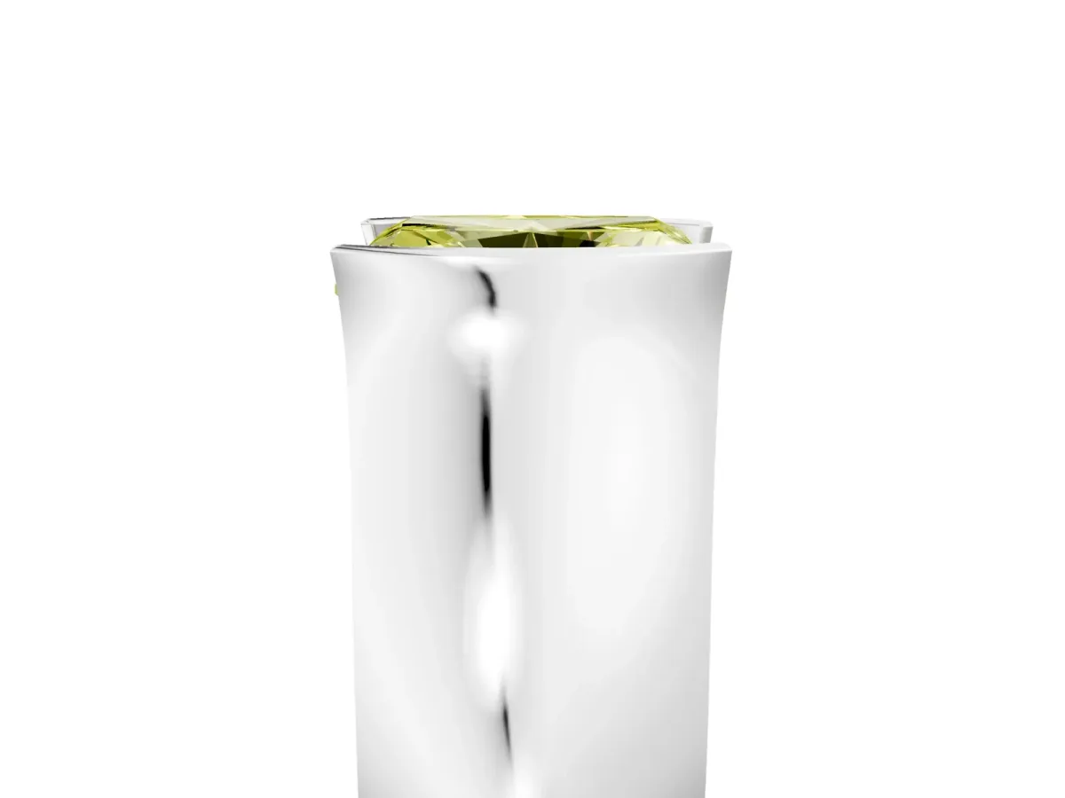 Fancy Yellow Radiant Cut Solitaire Bezel Set Diamond Ring with Wide Band Platinum