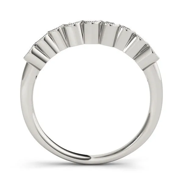 Bezel-Set Round Diamond Half Eternity Band Silver