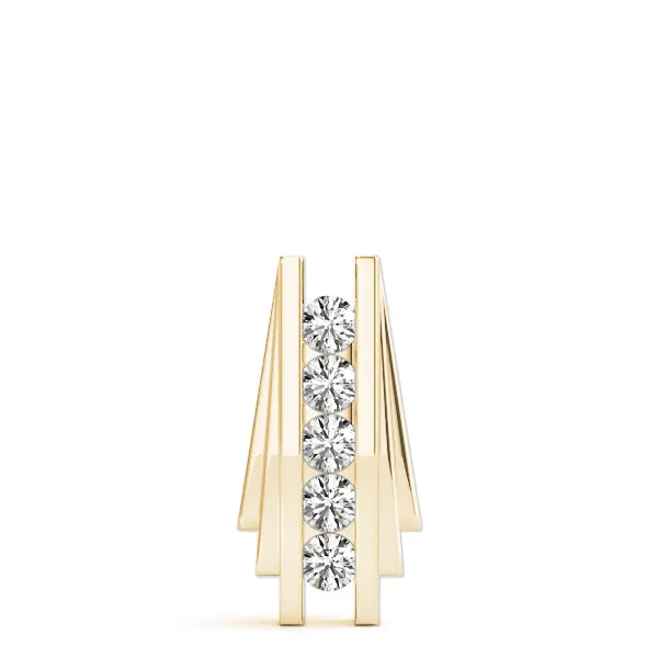 Channel Set Round Diamond Bar Pendant Yellow gold