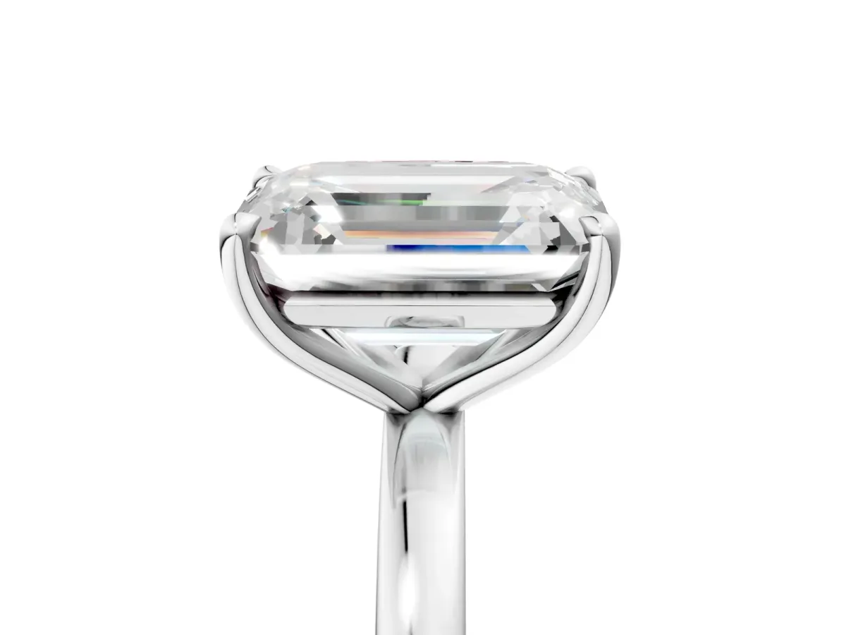 Fancy Pink Radiant Cut and Emerald Cut Toi Moi Ring with Prong Setting White gold