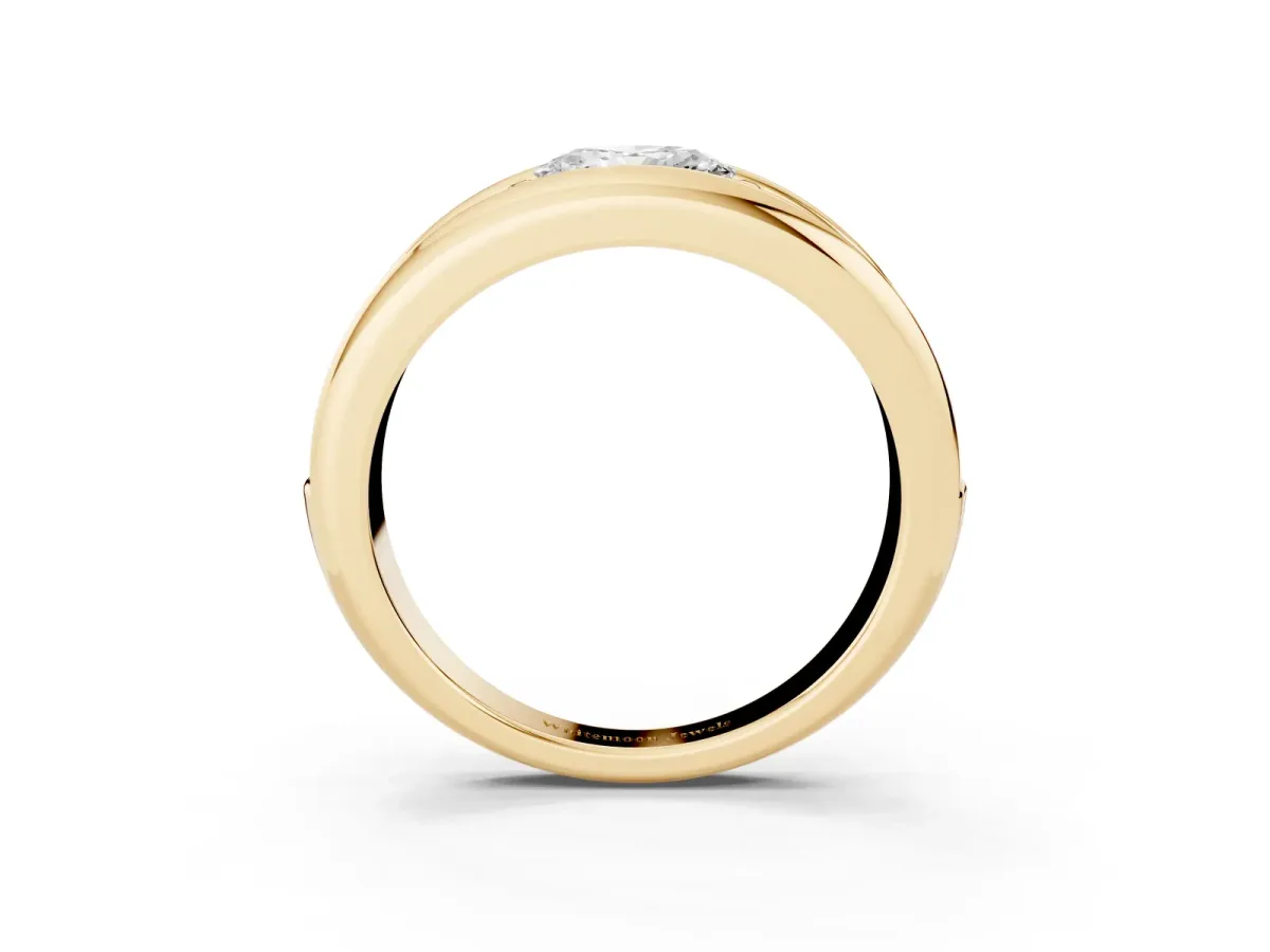 Oval Diamond Mens Ring with Round Diamond Accents Yellow gold