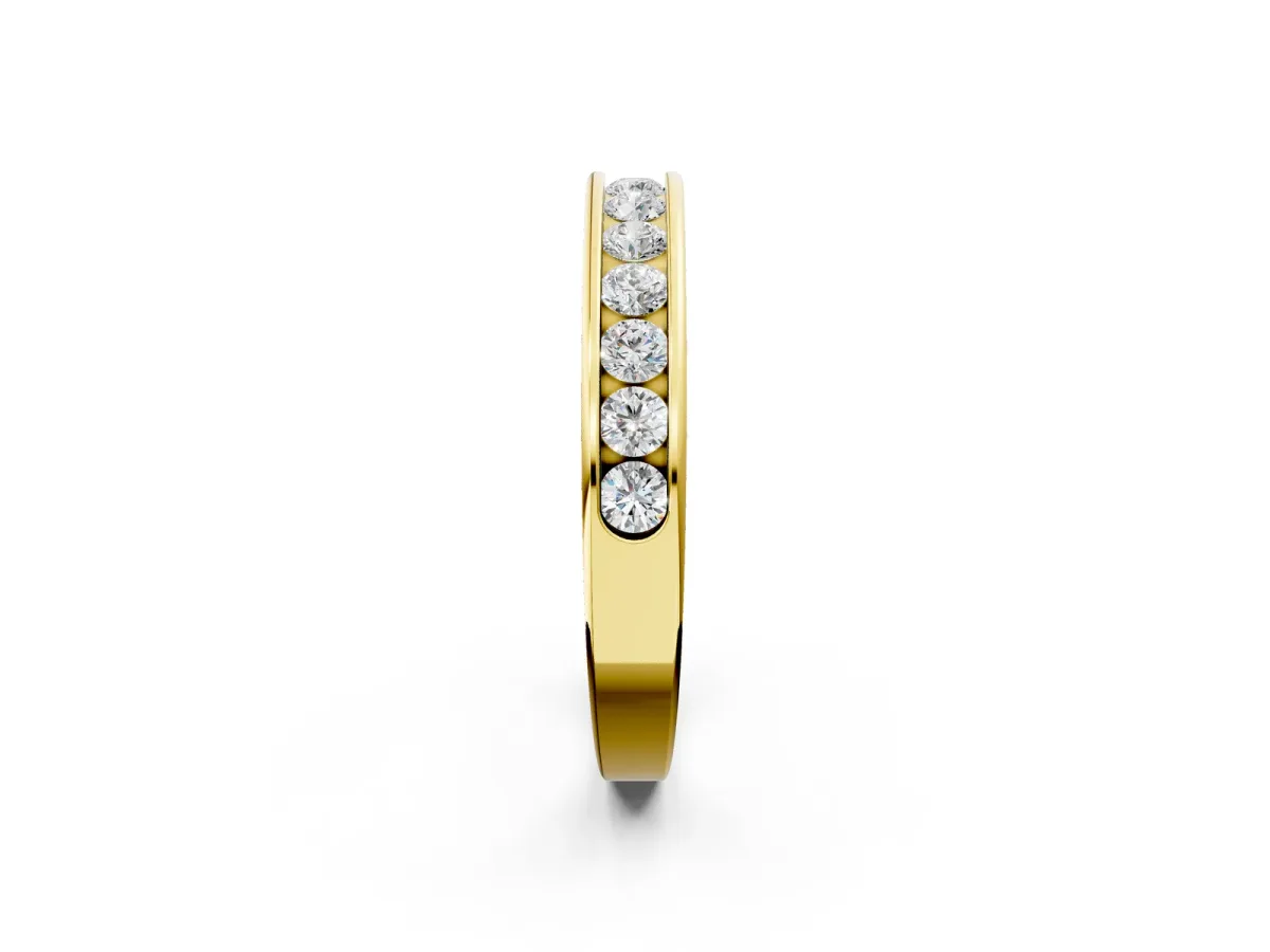 Channel Set Round Diamond Eternity Band Yellow gold