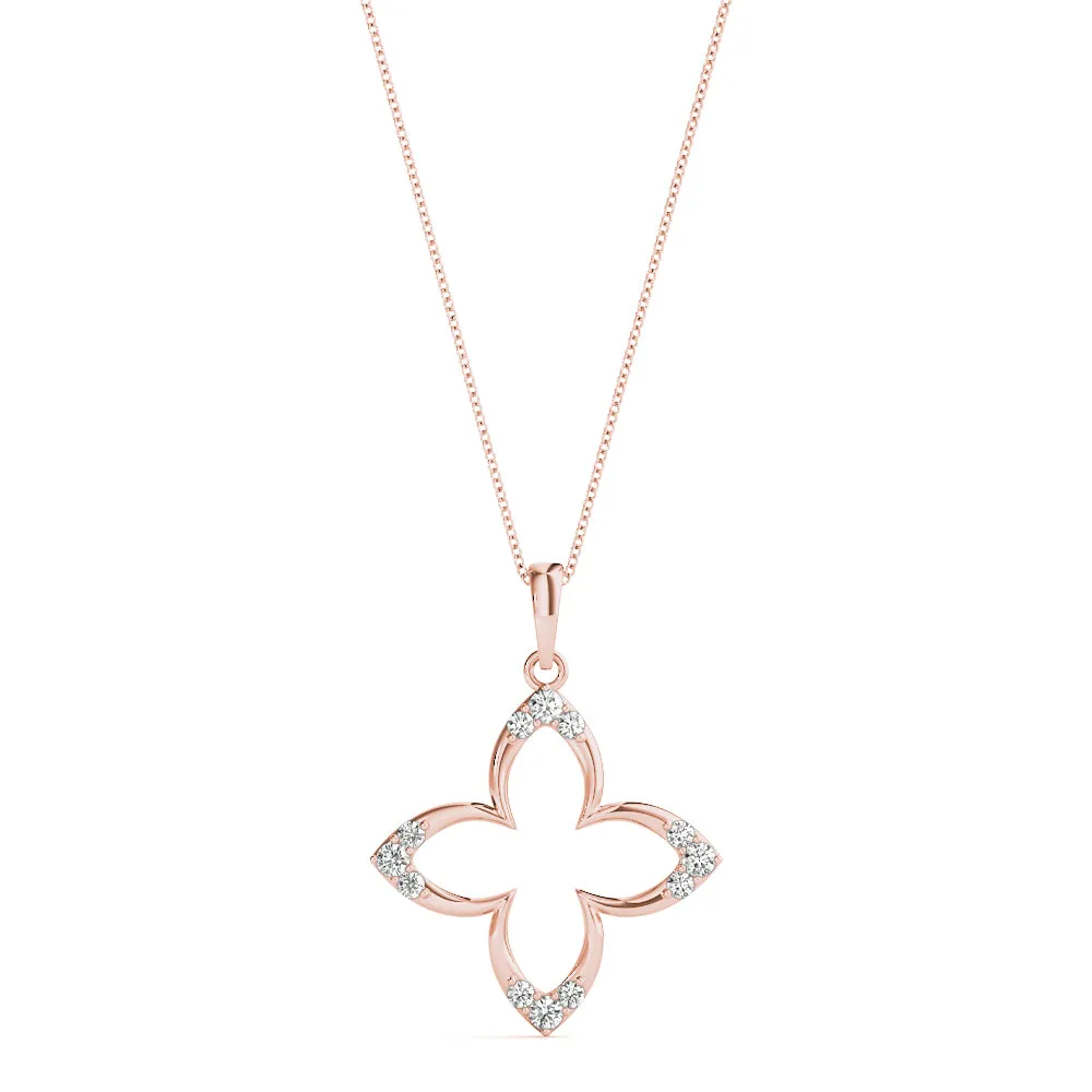 Pavé Diamond Marquise Prong Pendant Rose gold