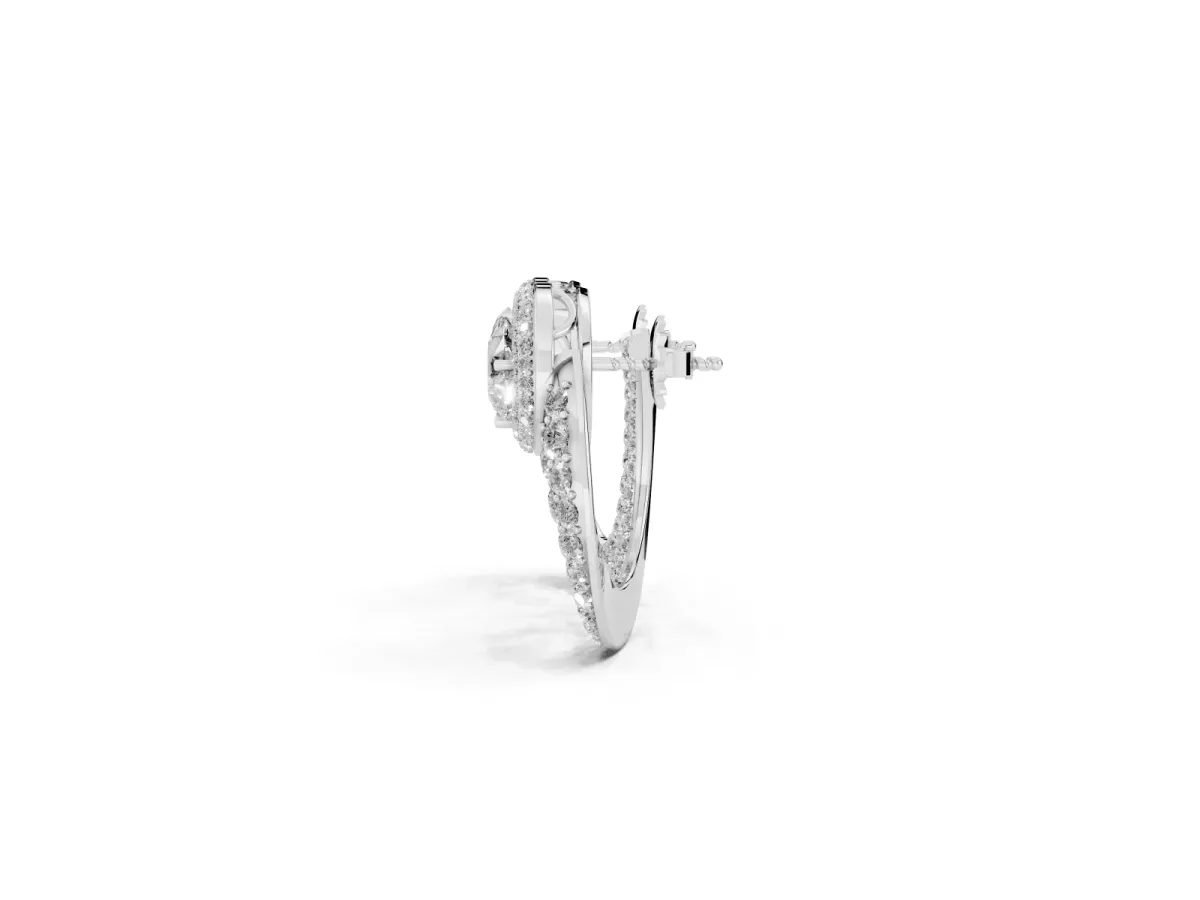 Pear Diamond Open Teardrop Stud Earrings White gold