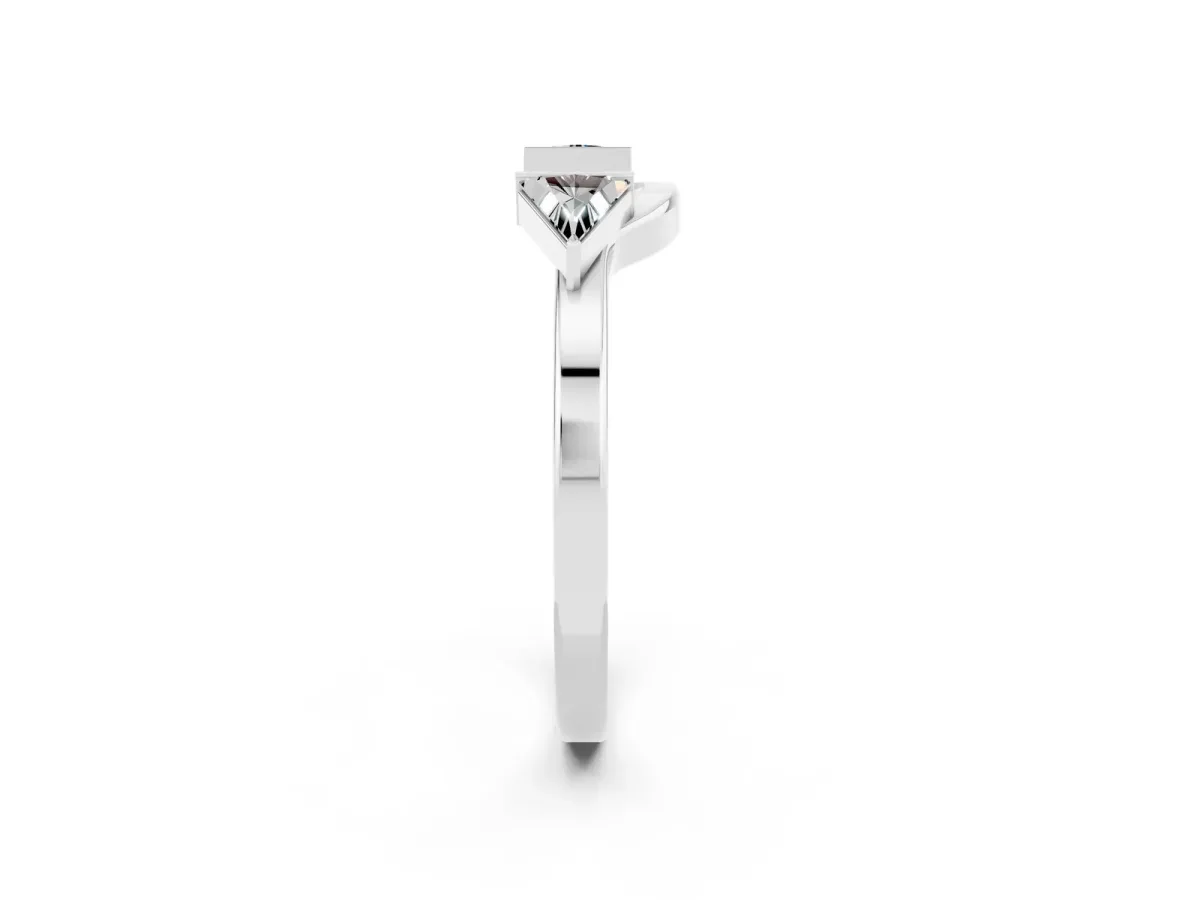 Trillion Moissanite Open Band Ring with Bezel Setting White gold