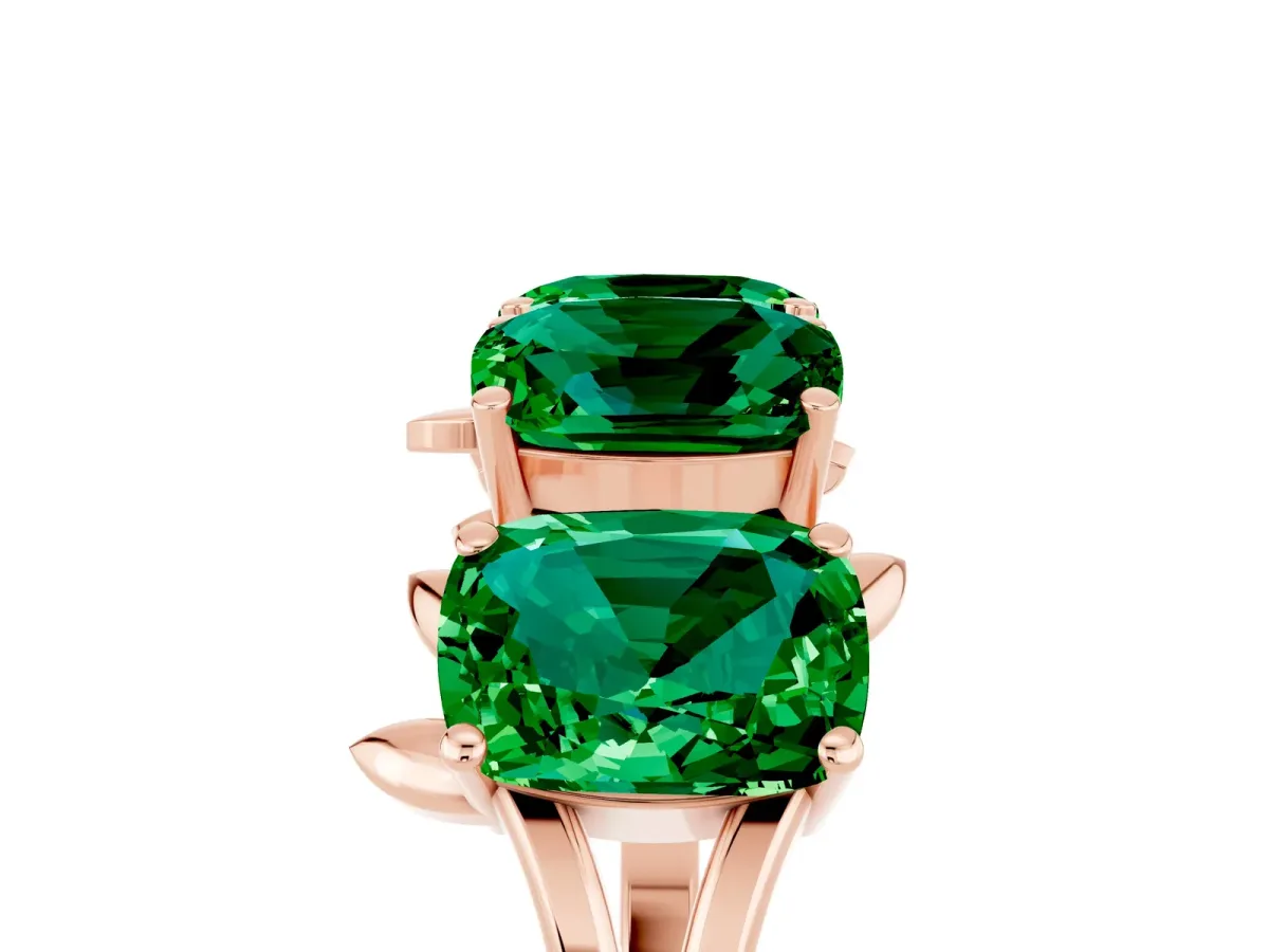 Emerald Cut Emerald Prong-Set Half Eternity Band Rose gold