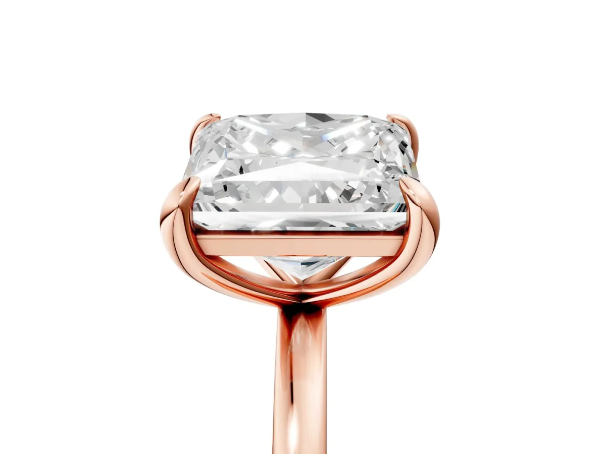 Oval and Princess Toi Moi Ring with Prong Setting and Plain Band Rose gold