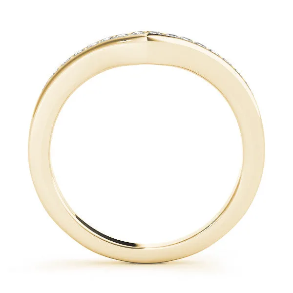 Pavé Round Diamond Curved Band with Channel Setting Yellow gold