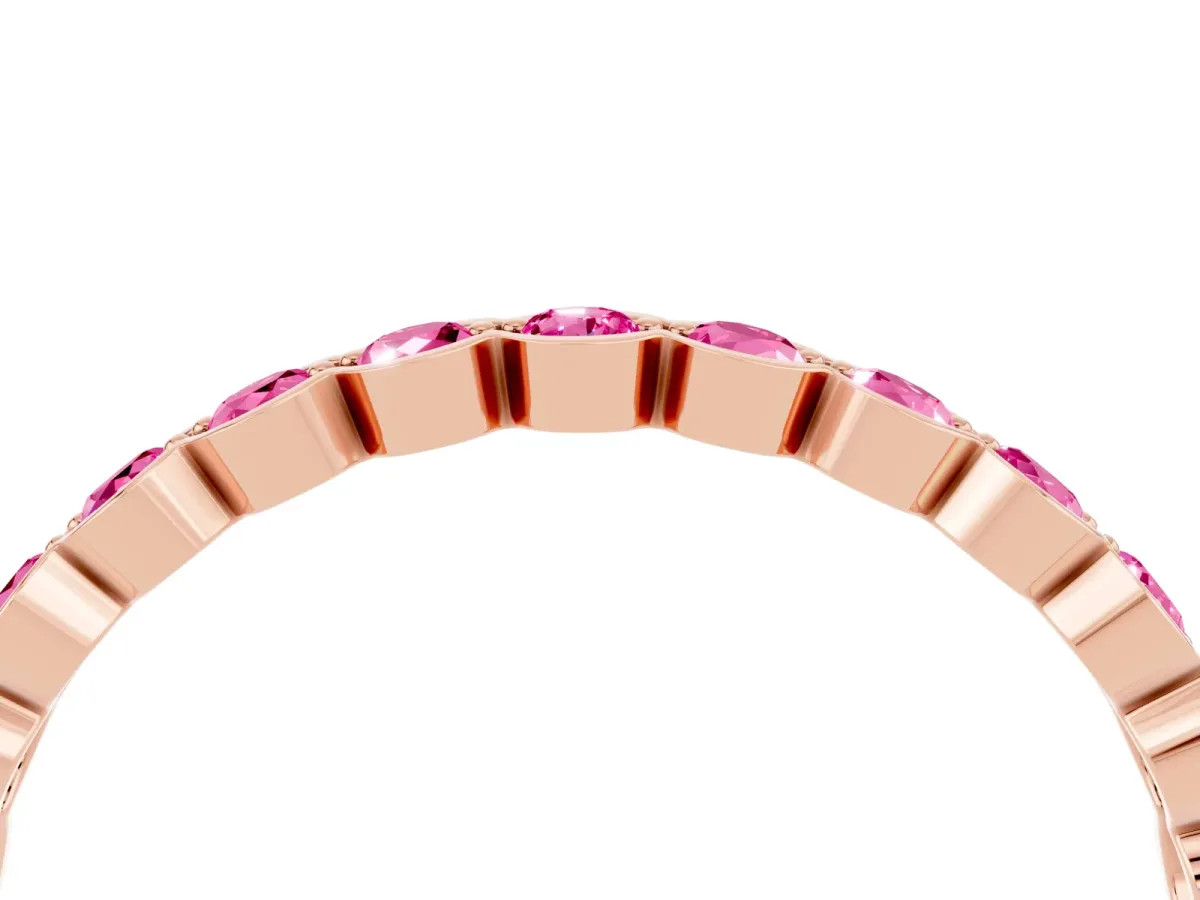 Round Pink Sapphire Bezel Set Eternity Band Rose gold