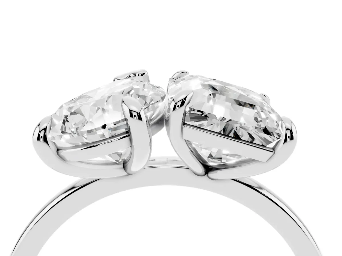Pear and Radiant Toi Moi Ring with Prong Setting and Plain Band Silver