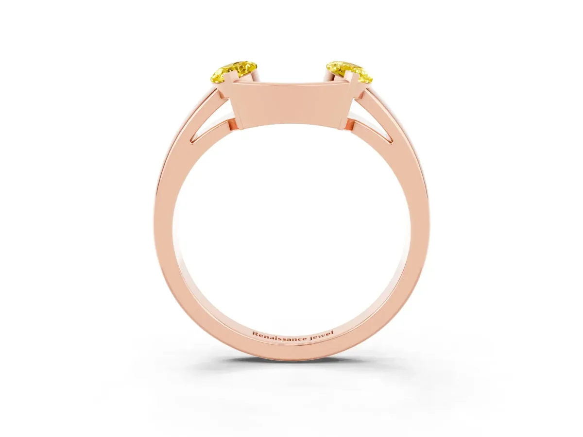 Marquise Yellow Sapphire Open Band Ring with Tension Setting Rose gold