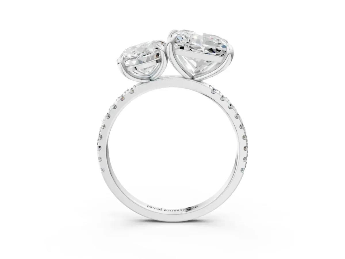 Oval and Princess Toi Moi Ring with Prong Setting and Pave Band Silver