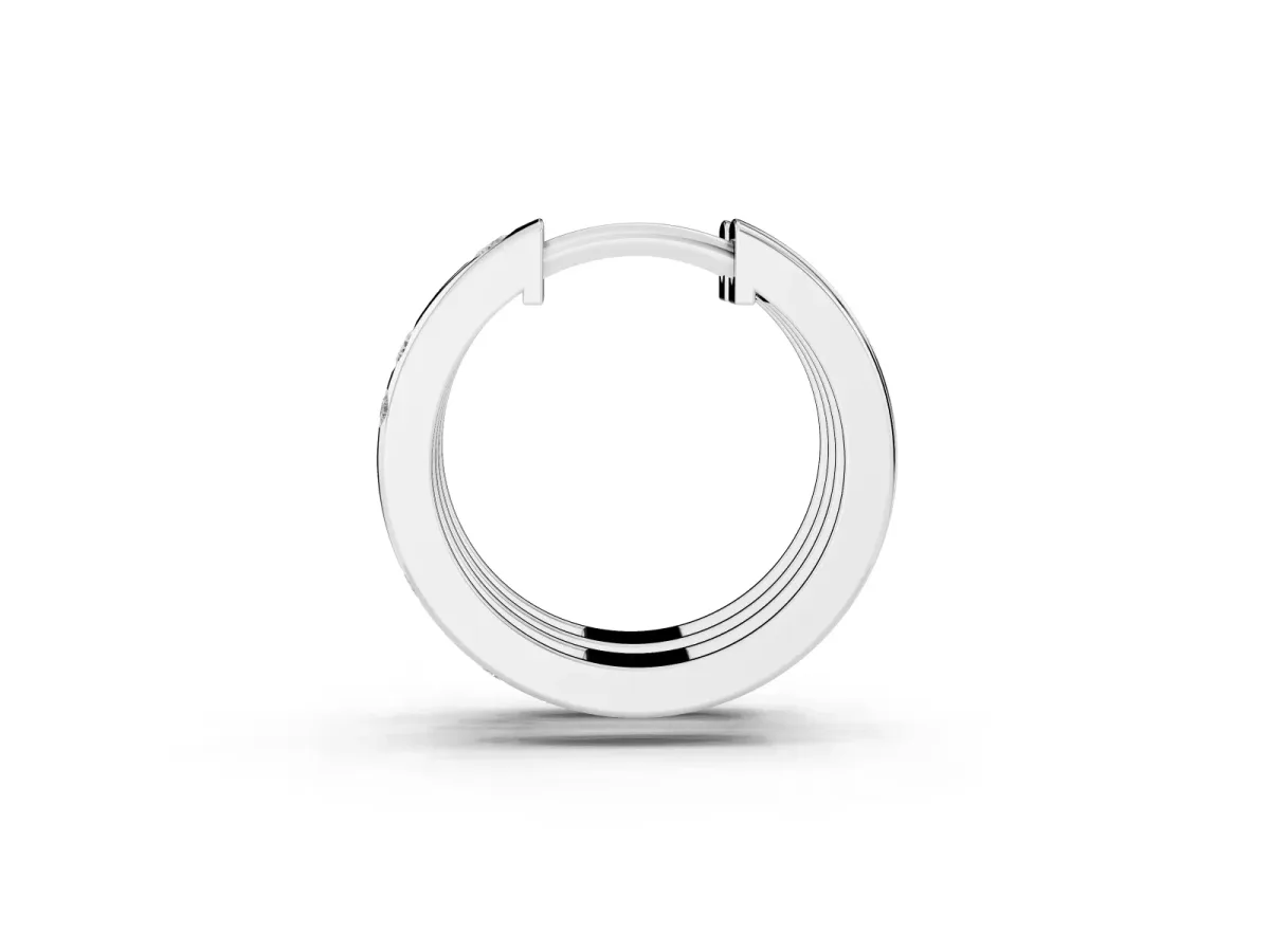 Round Diamond Mosaic Hoop Earrings Silver