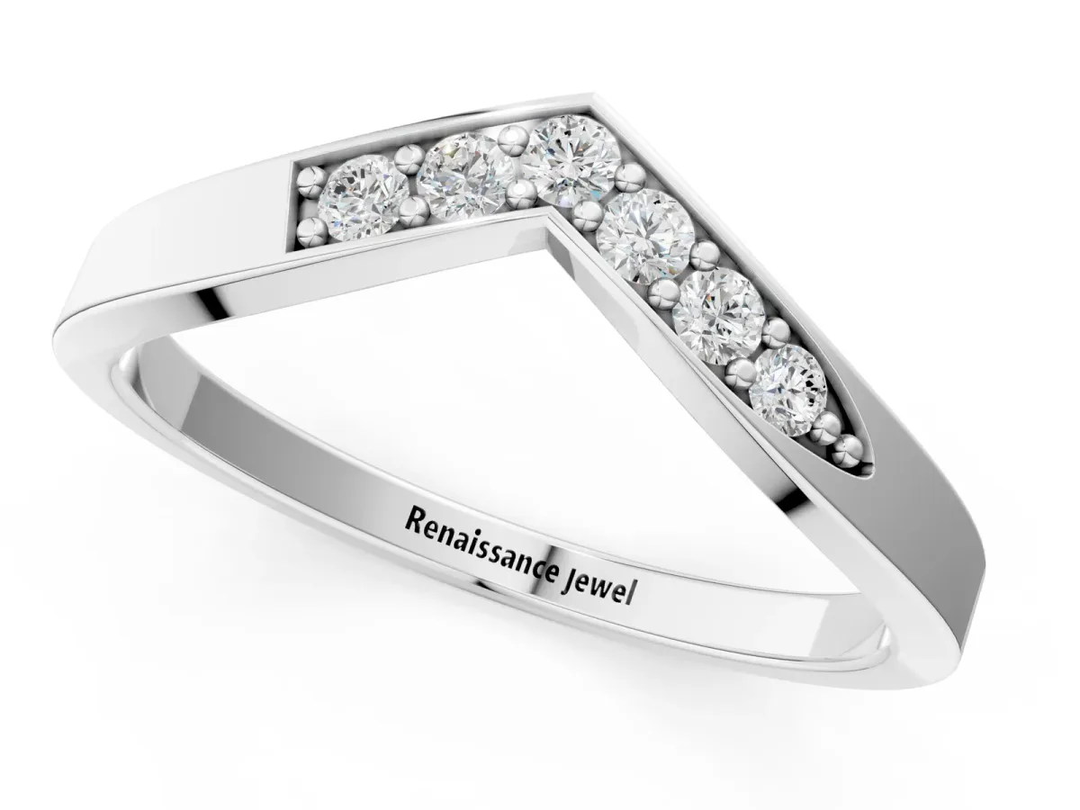 Chevron Pavé Round Diamond Twist Band White gold