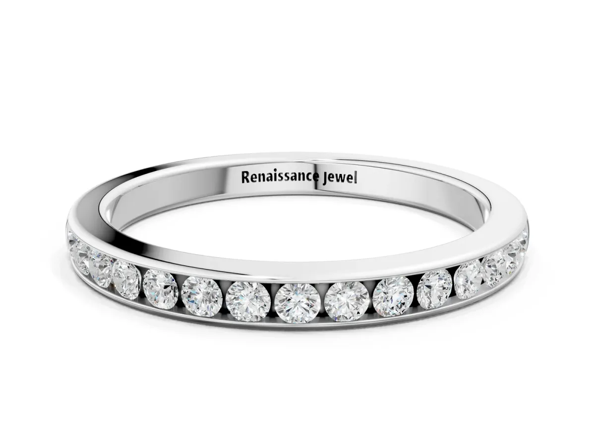 Round Cut Diamond Channel Set Eternity Band Platinum