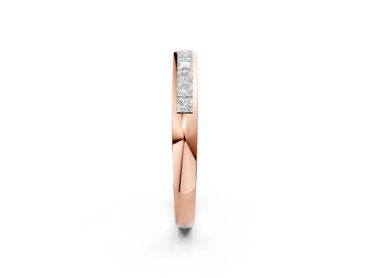 Princess Cut Channel Set Diamond Eternity Band Rose gold