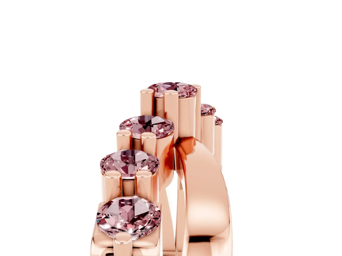 Round Morganite Prong-Set Crossover Band Rose gold