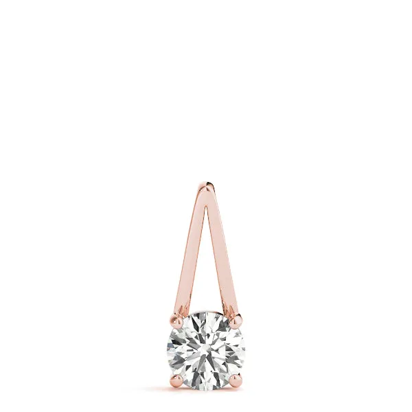 Round Solitaire Diamond V-Bale Pendant Rose gold