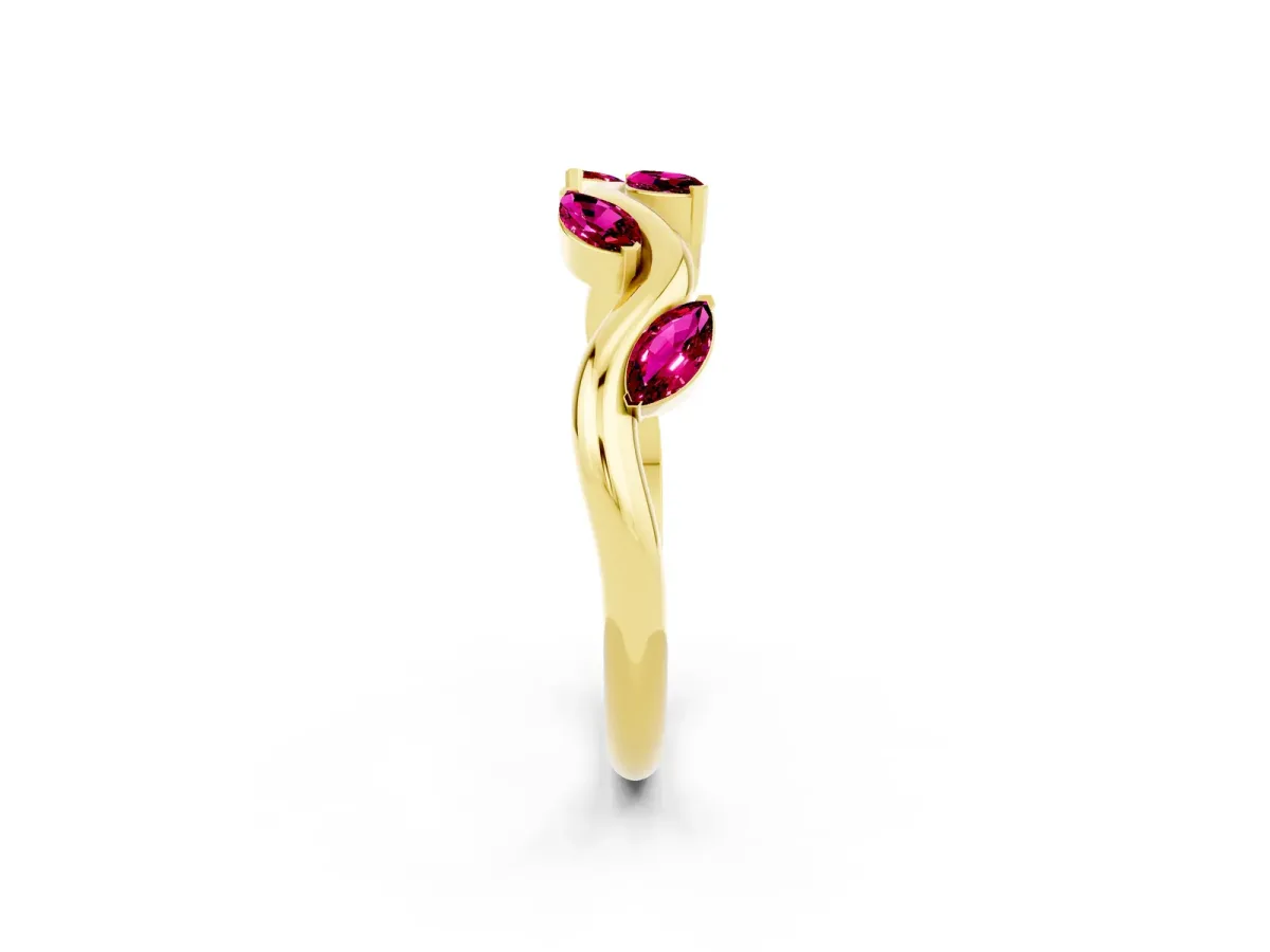 Marquise Garnet Twisted Band with Prong Setting Yellow gold