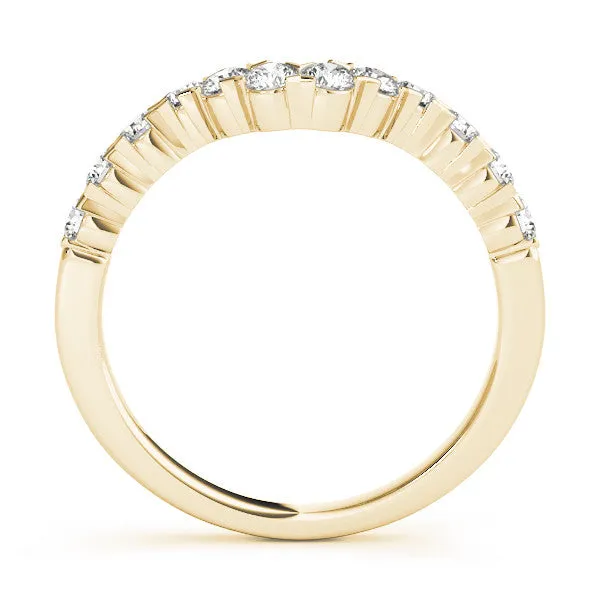 Round Diamond V-Shaped Prong Set Eternity Band Yellow gold