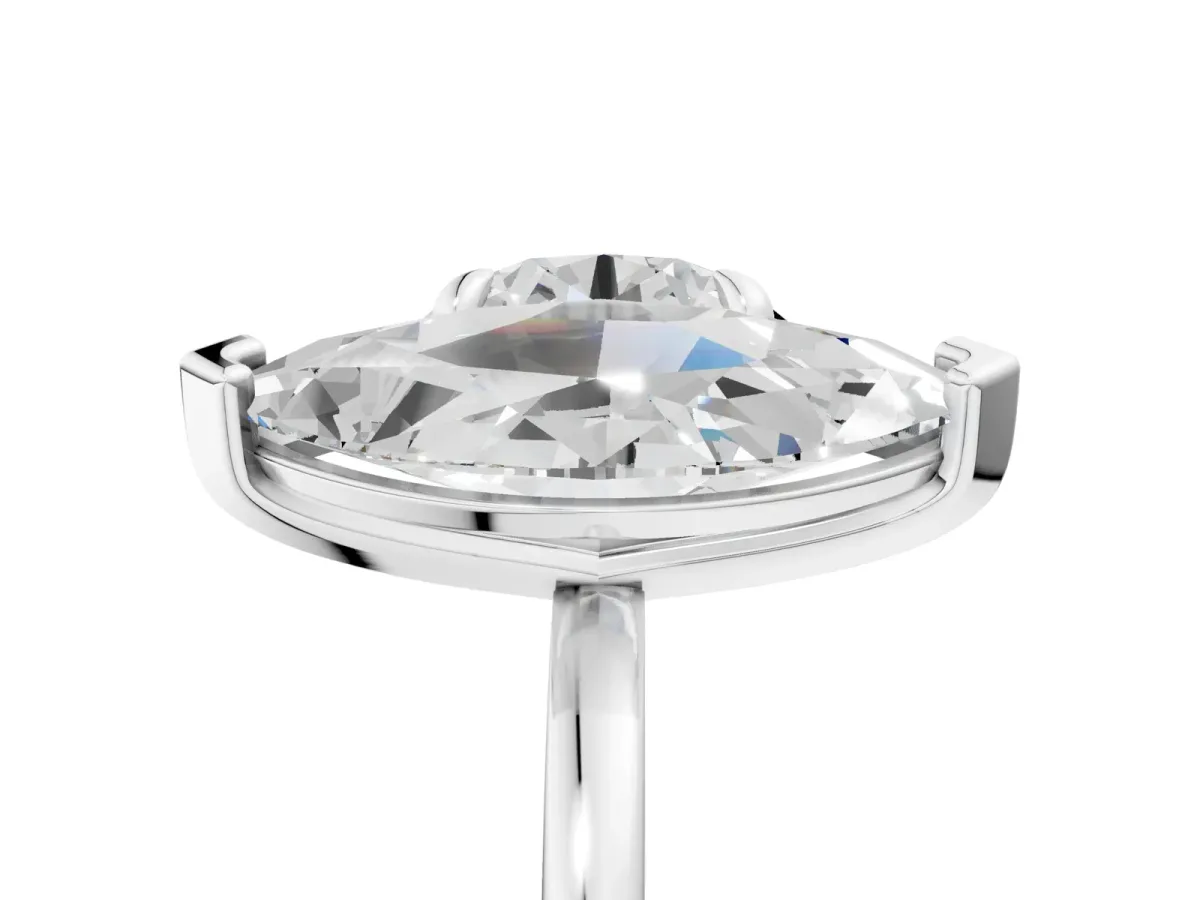 Round and Marquise Toi Moi Ring with Prong Setting and Plain Band Platinum