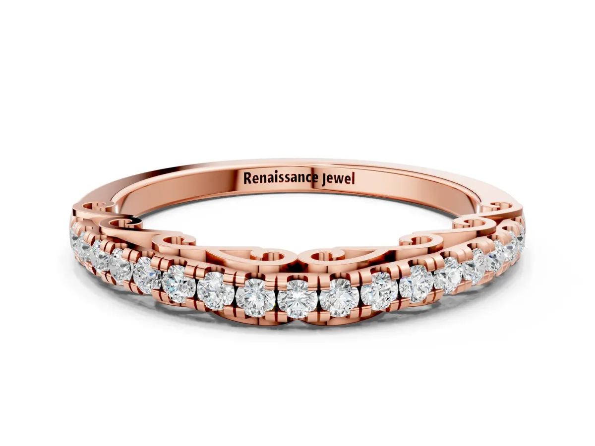 Round Cut Diamond Prong Set Eternity Band Rose gold