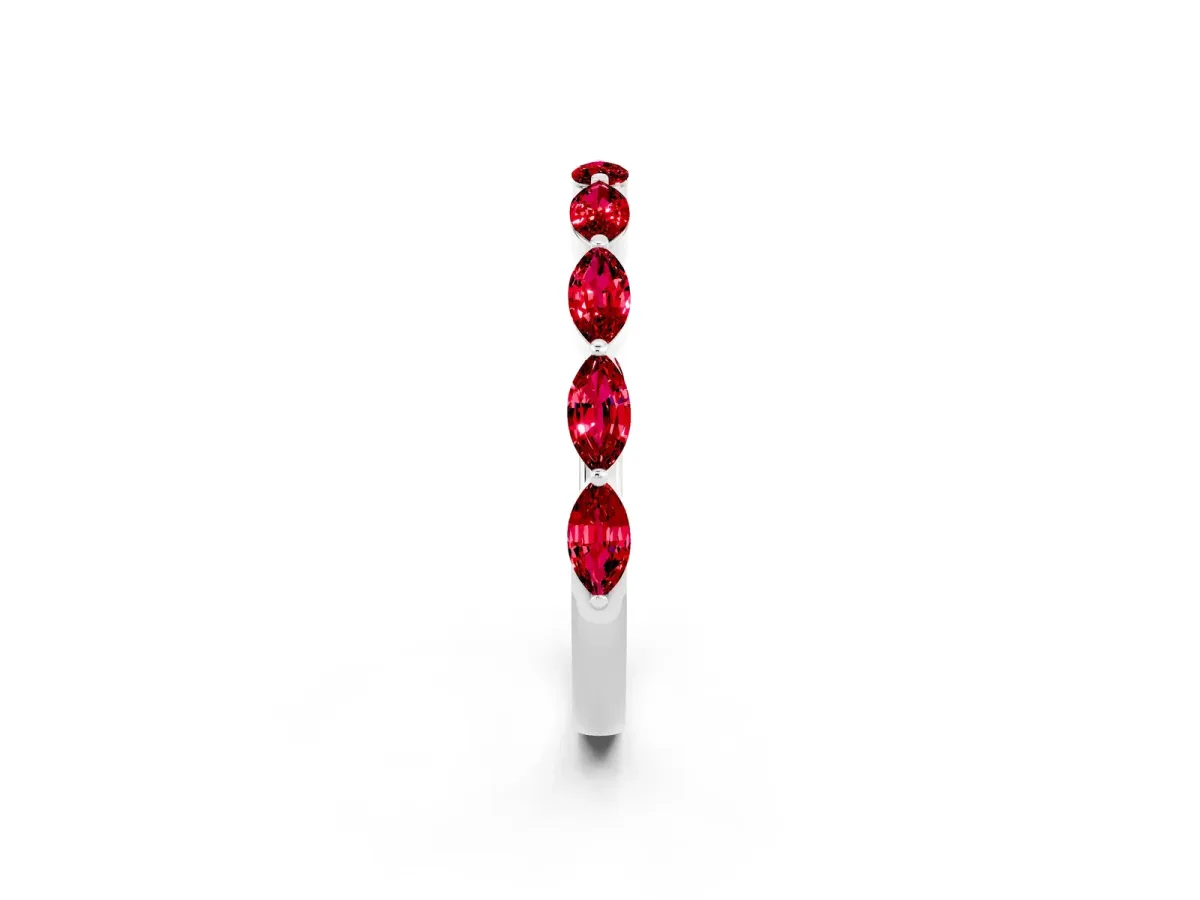Marquise Ruby Half Eternity Band with Prong Setting Silver