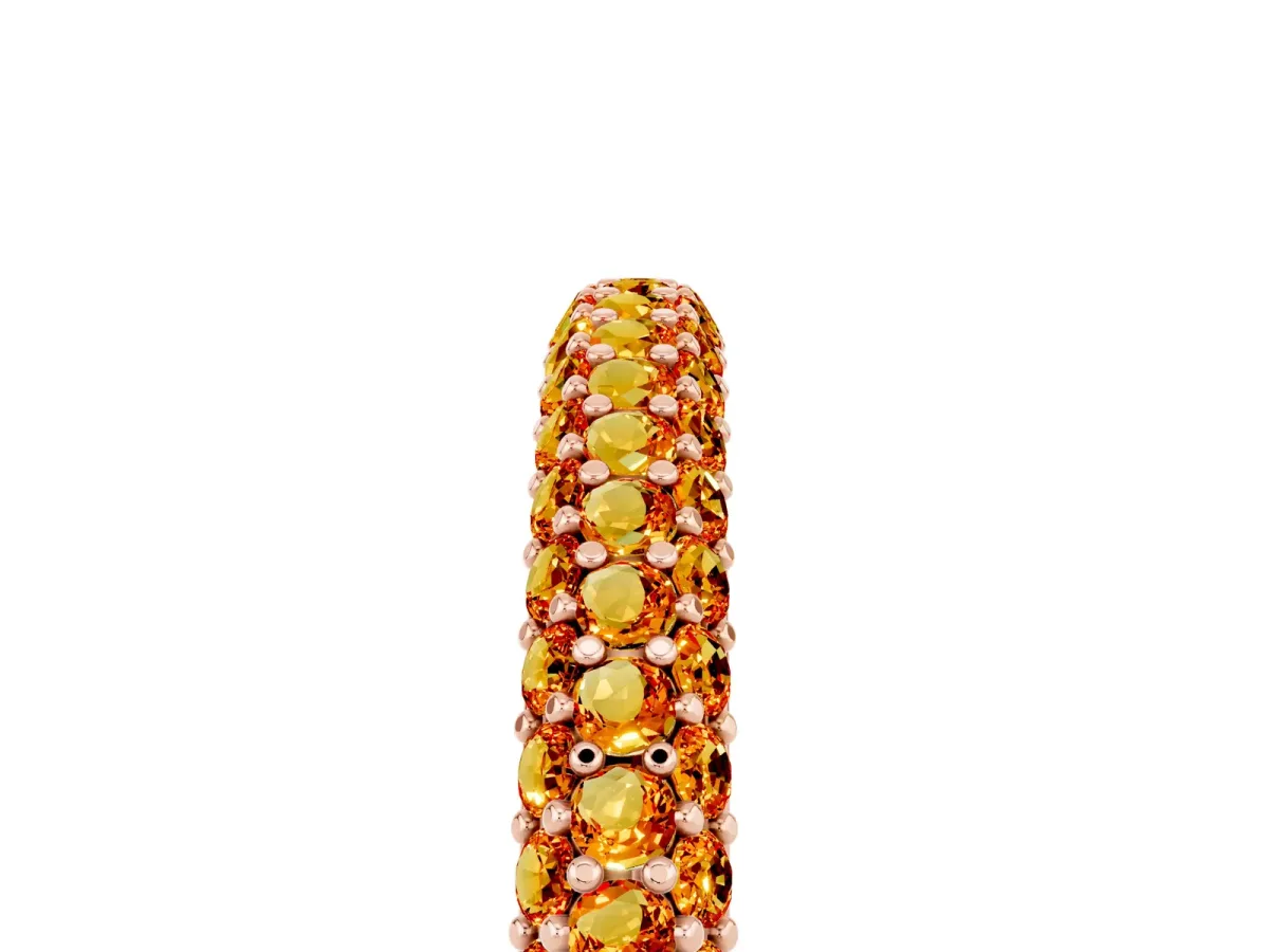 Round Citrine Pavé Eternity Band with Shared Prong Setting Rose gold