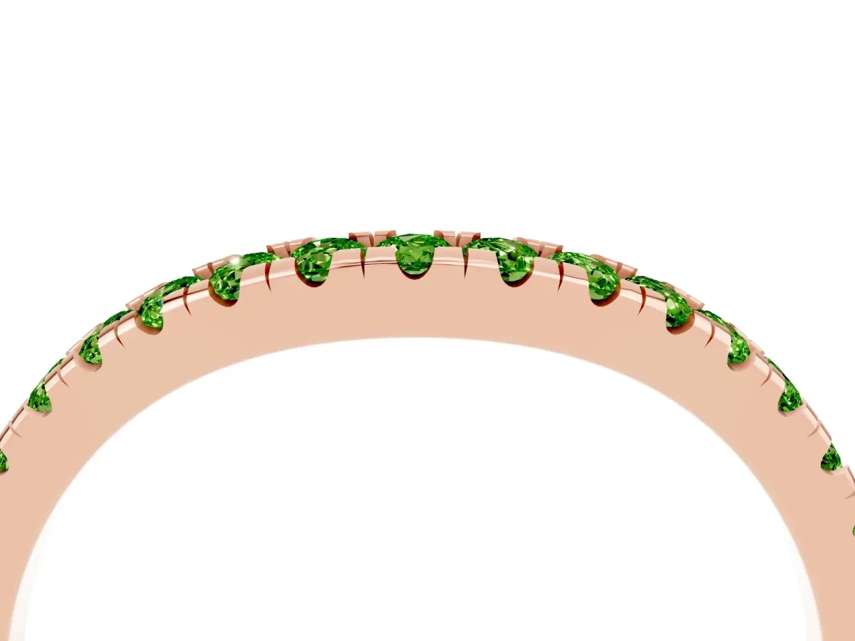 Peridot Pavé Curved Wedding Band Rose gold