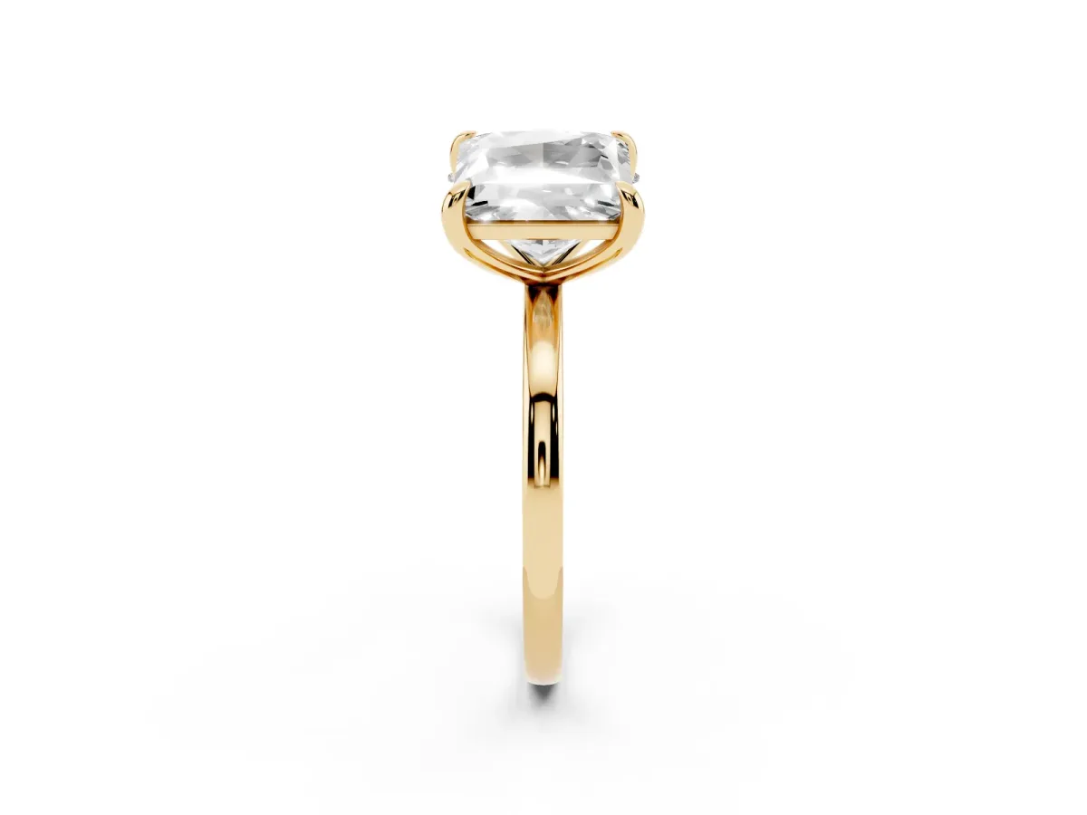 Oval and Princess Toi Moi Ring with Prong Setting and Plain Band Yellow gold