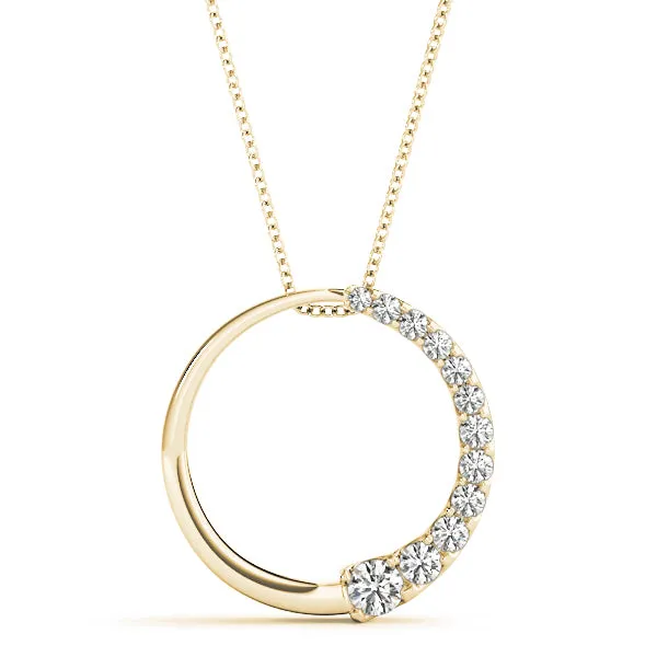 Pavé Round Diamond Half-Hoop Pendant Yellow gold