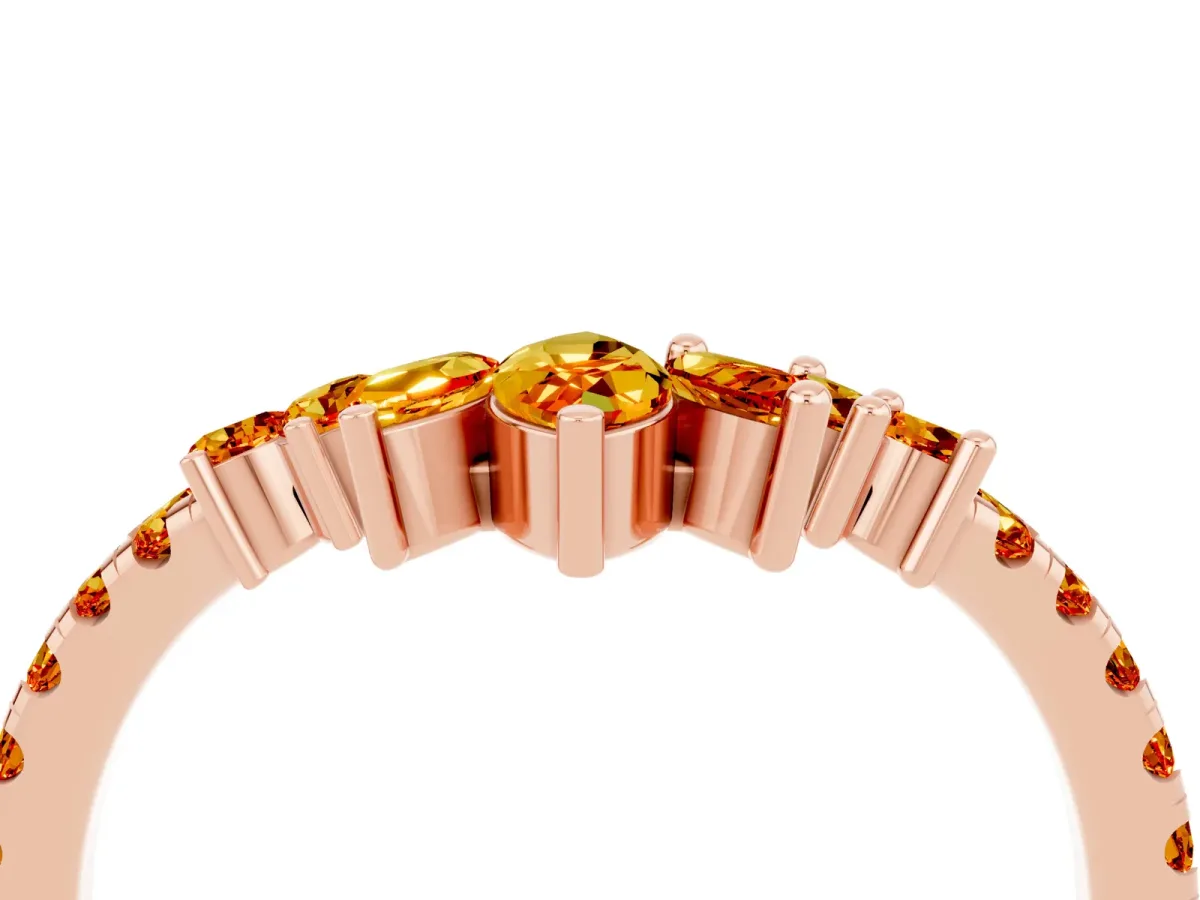 Chevron Marquise and Round Citrine Open Band with Prong Setting Rose gold