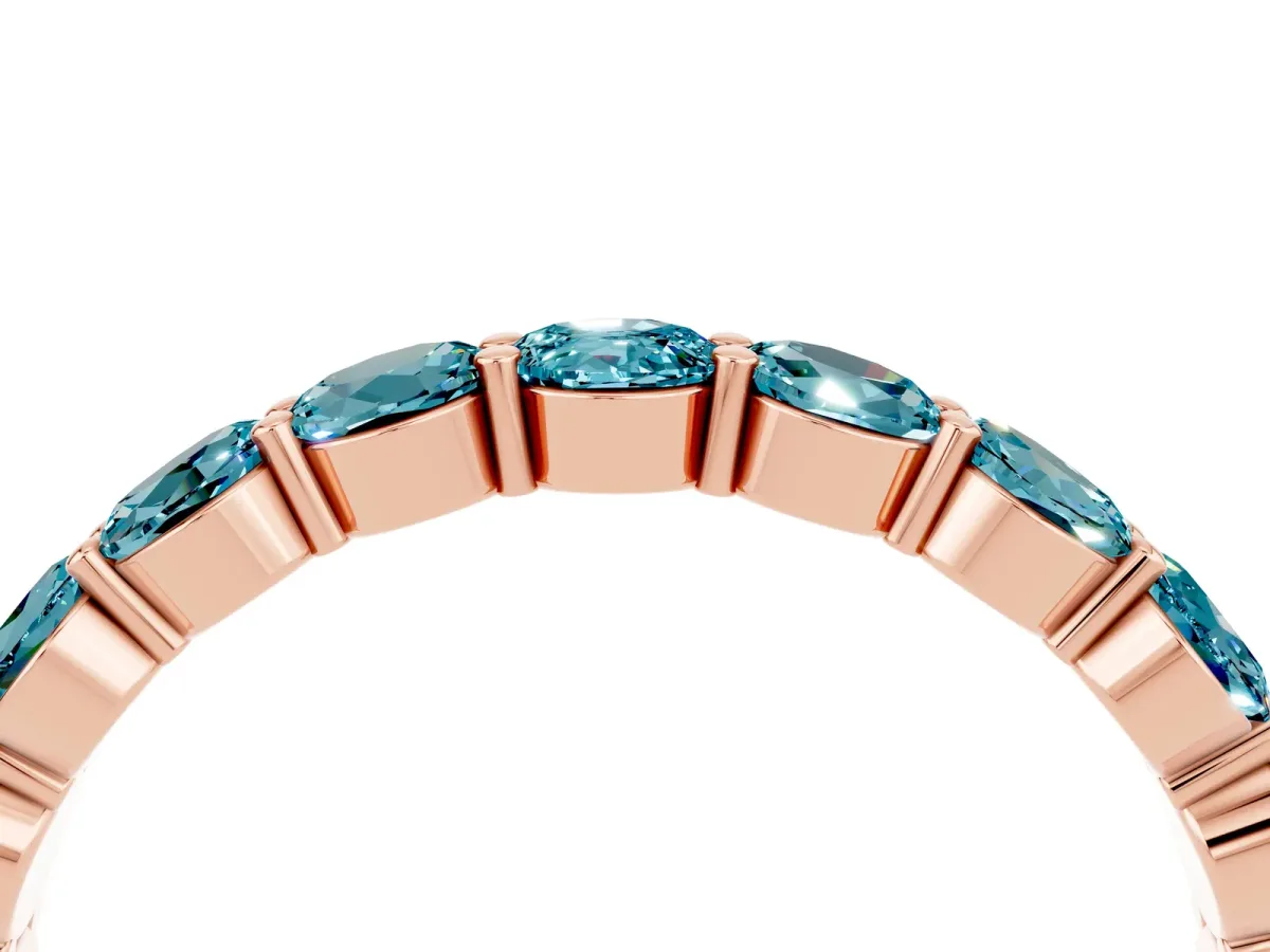 Round Blue Topaz Eternity Band with U-Prong Setting Rose gold