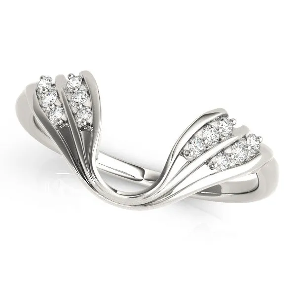 Round Diamond Wave Bypass Band with Prong Setting White gold