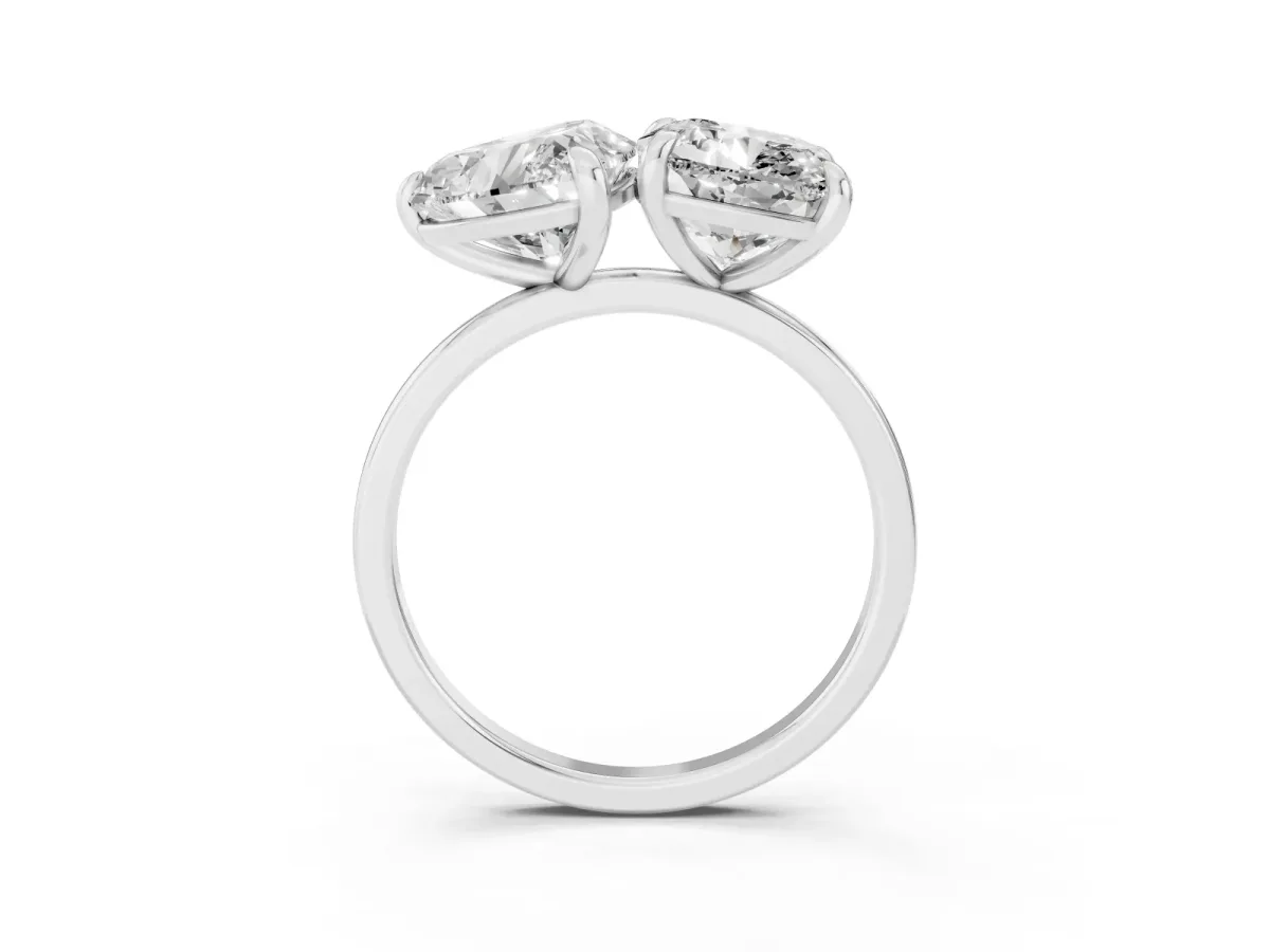 Cushion and Heart Toi Moi Ring with Prong Setting and Plain Band Silver
