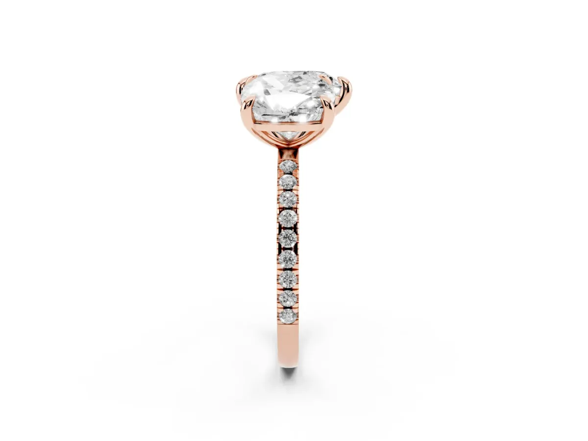 Cushion and Heart Toi Moi Ring with Prong Setting and Pave Band Rose gold