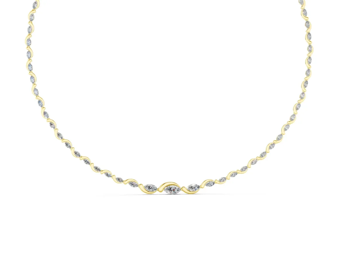 Marquise Diamond Riviera Necklace Yellow gold