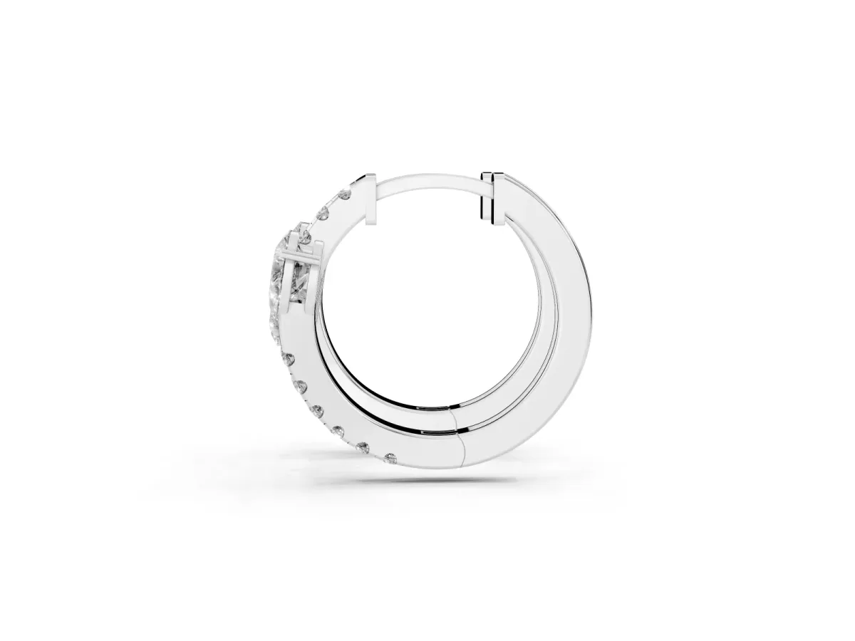 Pear Cut Diamond Bypass Huggie Hoop Earrings Platinum
