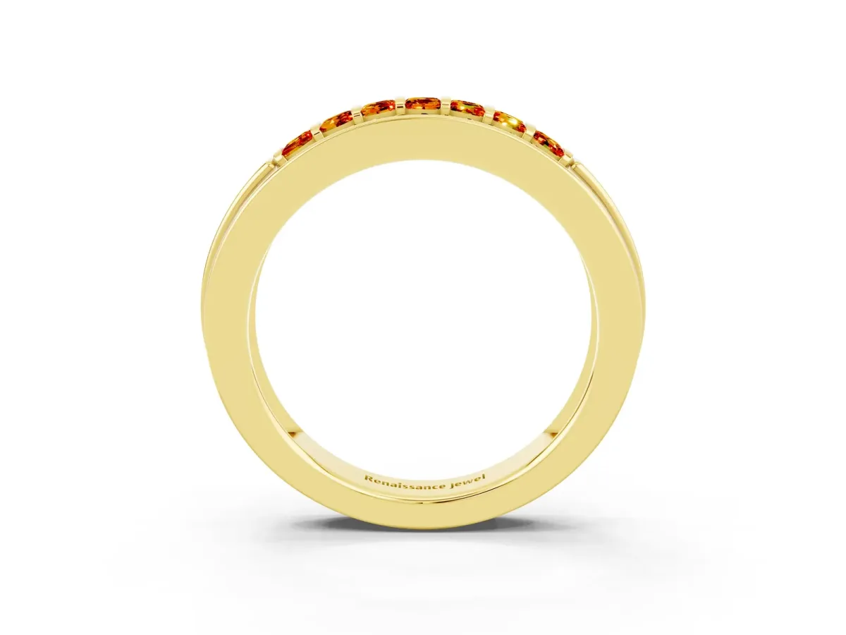Bar-Set Princess Cut Citrine Pavé Band Yellow gold