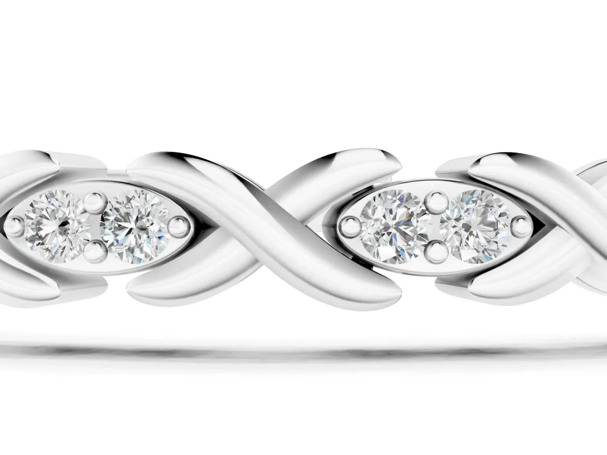 Diamond Round Cut X-Link Tennis Bracelet with Prong Setting Silver