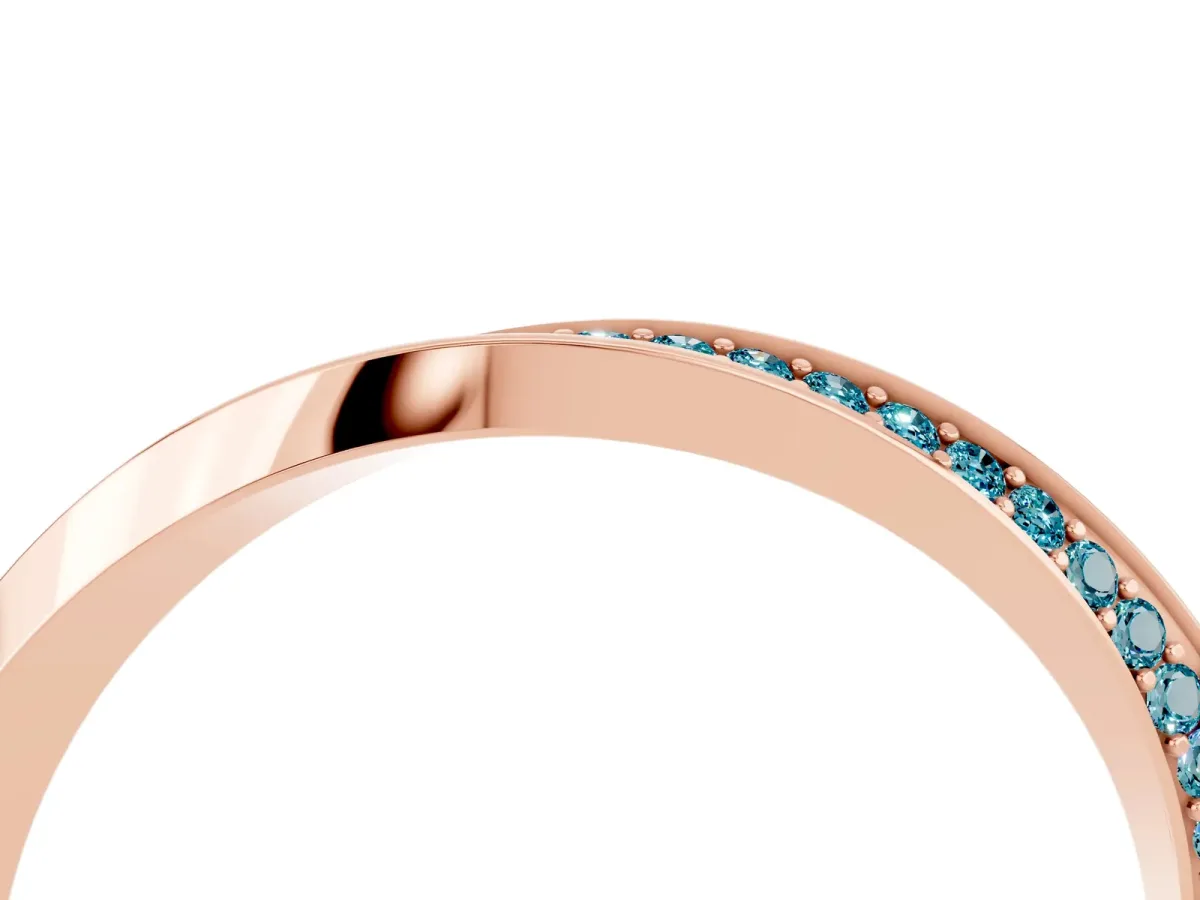 Pavé Round Blue Topaz Twist Band Rose gold