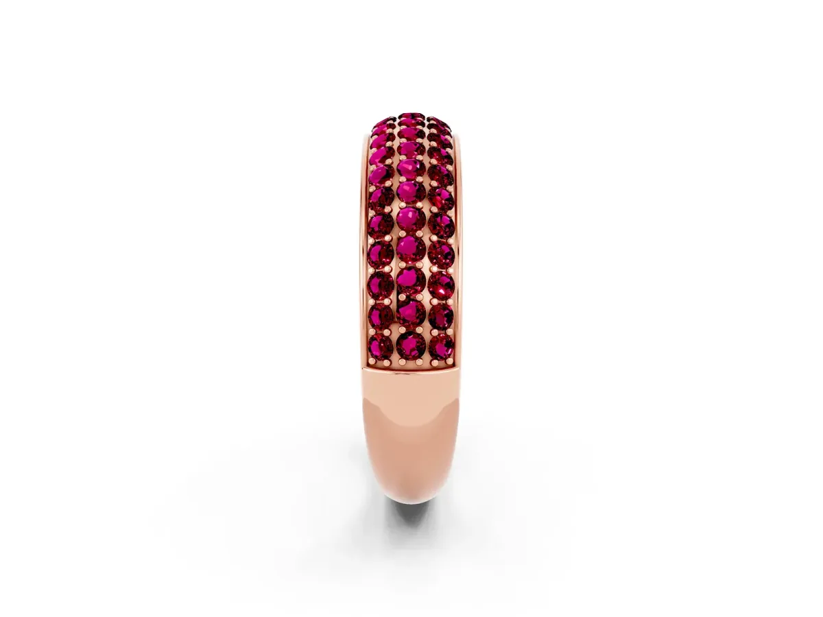 Three-Row Round Garnet Eternity Band with Shared Prong Setting Rose gold