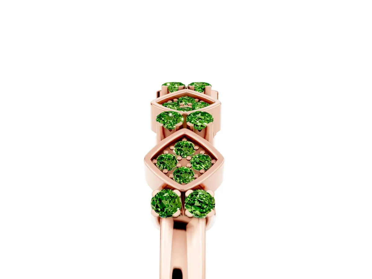 Pavé Cushion Peridot Cluster Eternity Band with Prong Setting Rose gold