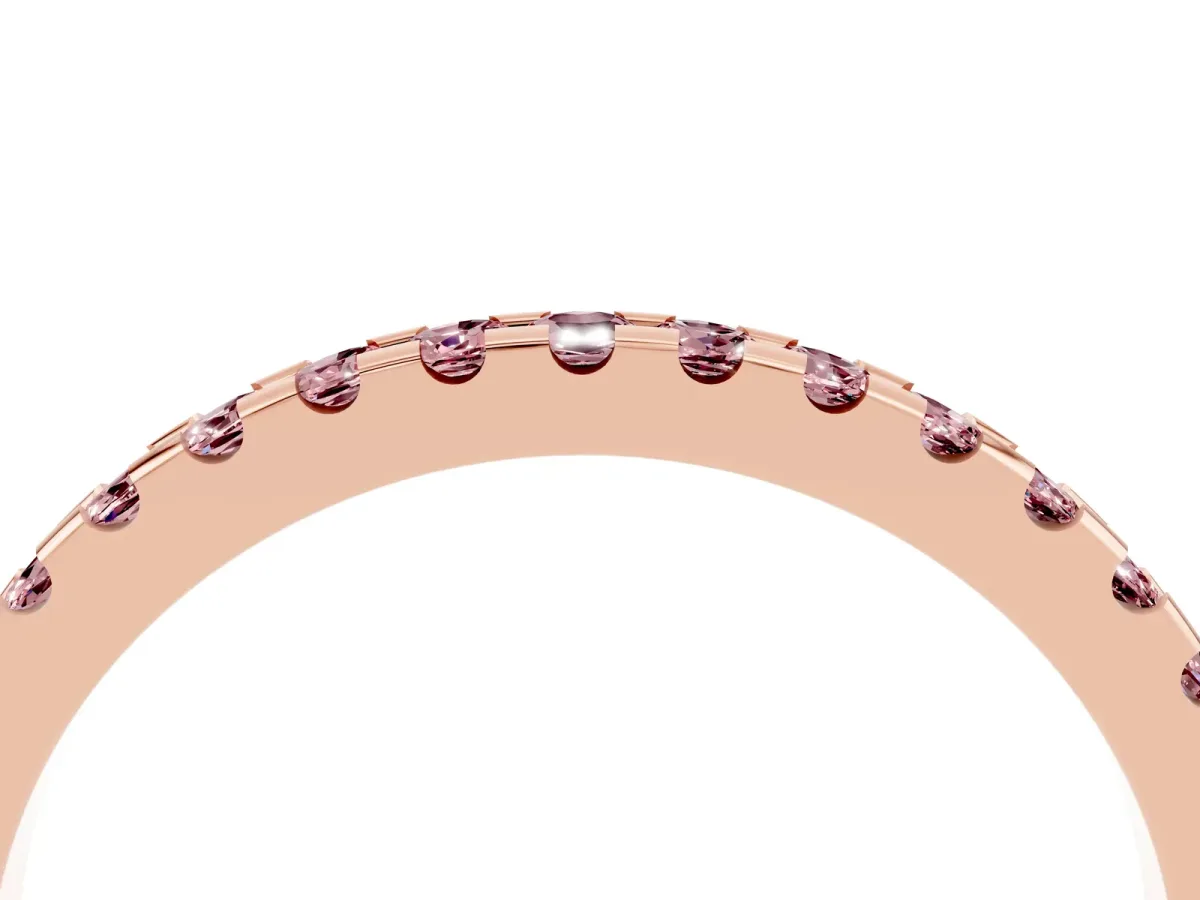 Round Morganite Pavé Set Eternity Band with Micro Prong Setting Rose gold