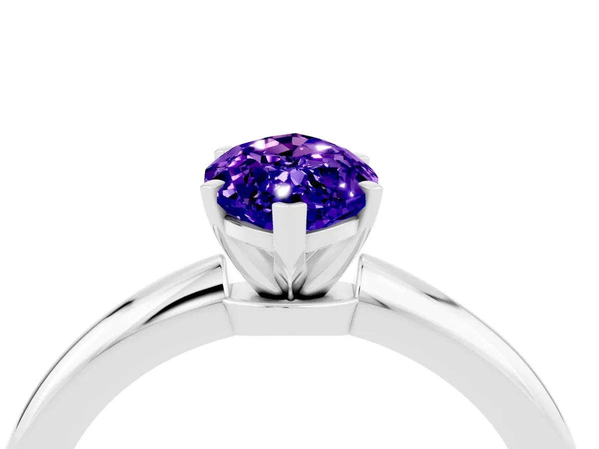 Marquise Cut Tanzanite Solitaire Ring with Six-Prong Setting and Classic Band Silver