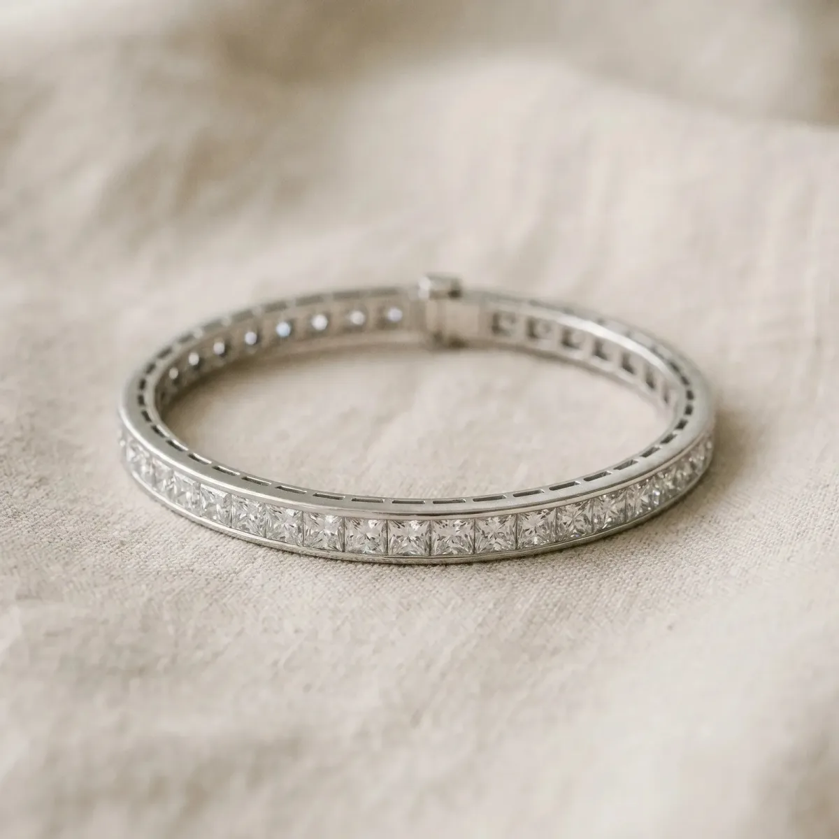 Princess Cut Channel Set Diamond Tennis Bracelet Silver